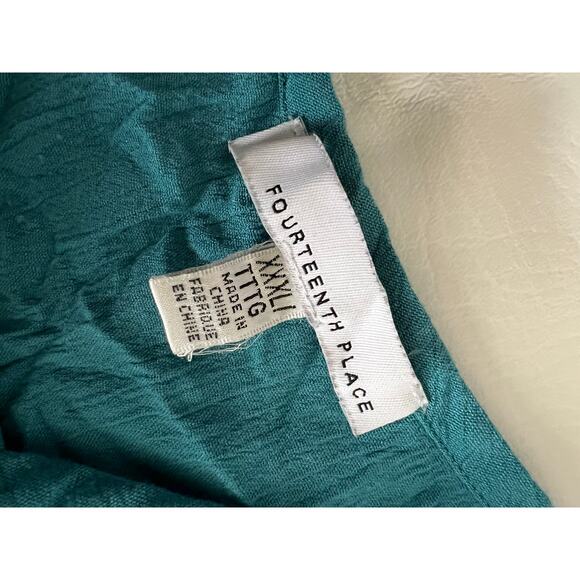 Fourteenth Place Embroidered Floral Teal Green Blue Maxi Dress 3X Boho Coquette - Picture 3 of 7